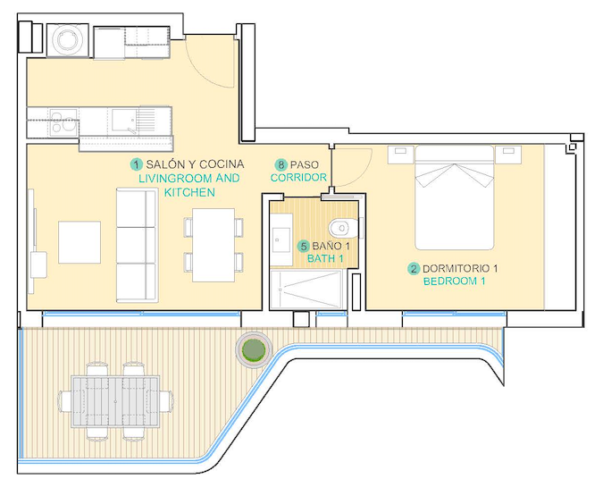 Plano de planta para Apartamento ref 3811 para sale en Isea Calma España - Quality Homes Costa Cálida