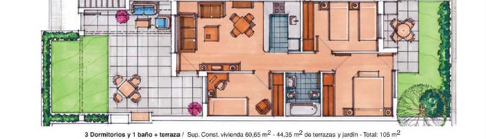 Floor plan for Apartment ref 3645 for sale in Condado De Alhama Spain - Quality Homes Costa Cálida