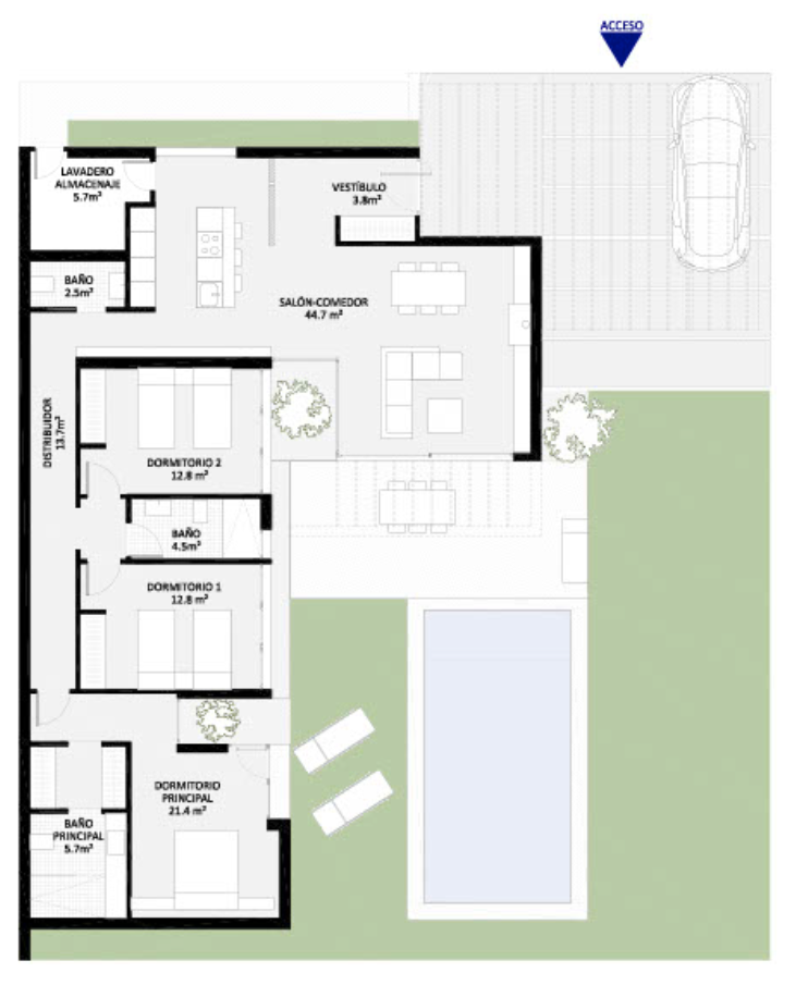 Floor plan for Villa ref 3635 for sale in Altaona Golf And Country Village Spain - Quality Homes Costa Cálida
