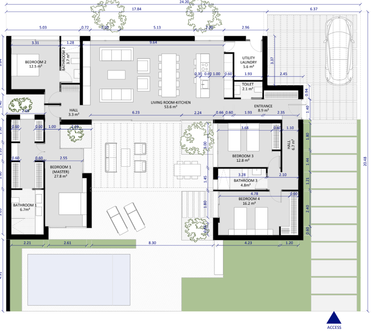 Floor plan for Villa ref 3636 for sale in Altaona Golf And Country Village Spain - Quality Homes Costa Cálida