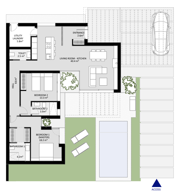 Floor plan for Villa ref 3634 for sale in Altaona Golf And Country Village Spain - Quality Homes Costa Cálida