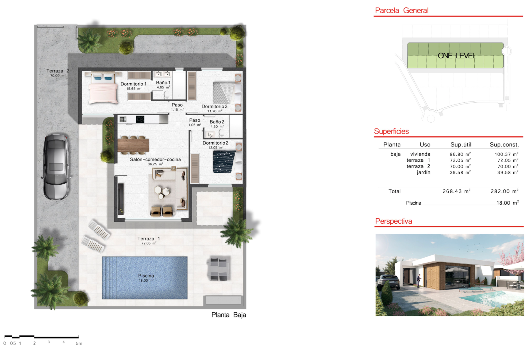 Plano de planta para Villa de Lujo ref 3508 para sale en Altaona Golf And Country Village España - Quality Homes Costa Cálida