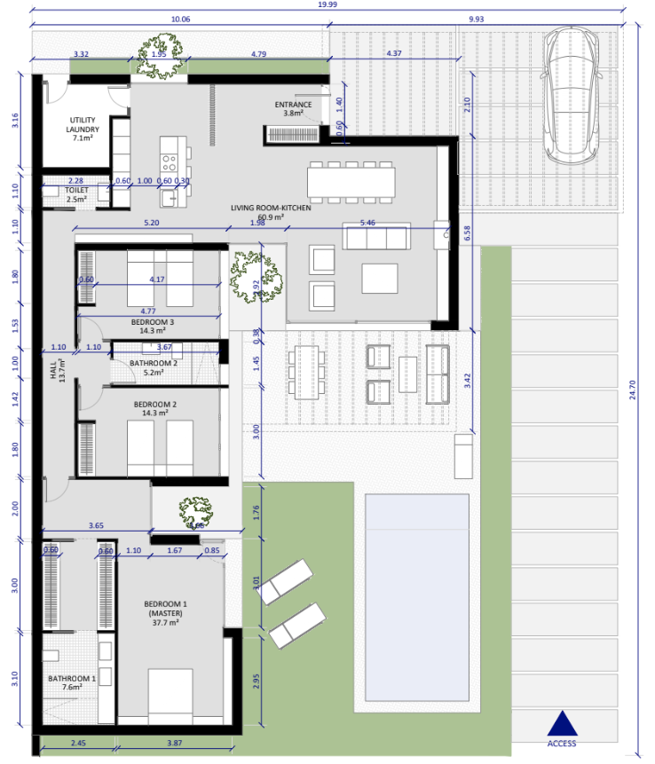 Floor plan for Villa de Lujo ref 3673 for sale in Altaona Golf And Country Village Spain - Quality Homes Costa Cálida