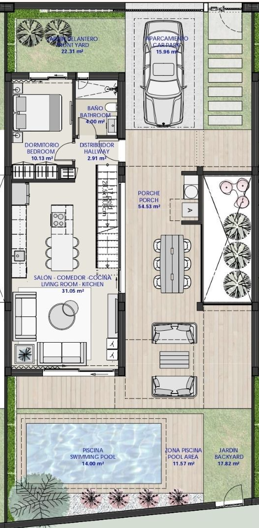 Floor plan for Villa ref 3893 for sale in Santa Rosalia Lake And Life Resort Spain - Quality Homes Costa Cálida