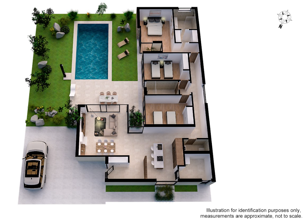Plano de planta para Villa ref 3635 para sale en Altaona Golf And Country Village España - Quality Homes Costa Cálida