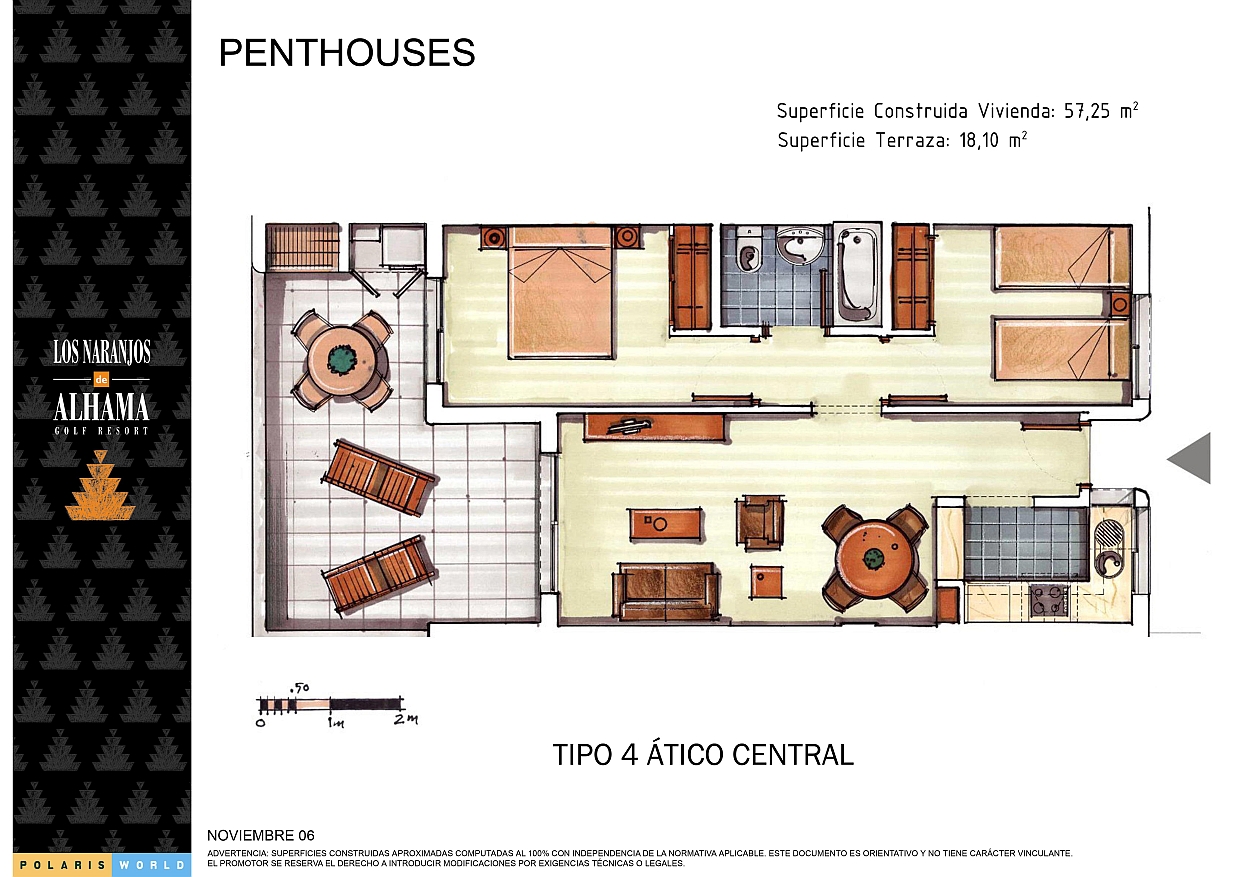 Floor plan for Apartment ref 3667 for sale in Condado De Alhama Spain - Quality Homes Costa Cálida
