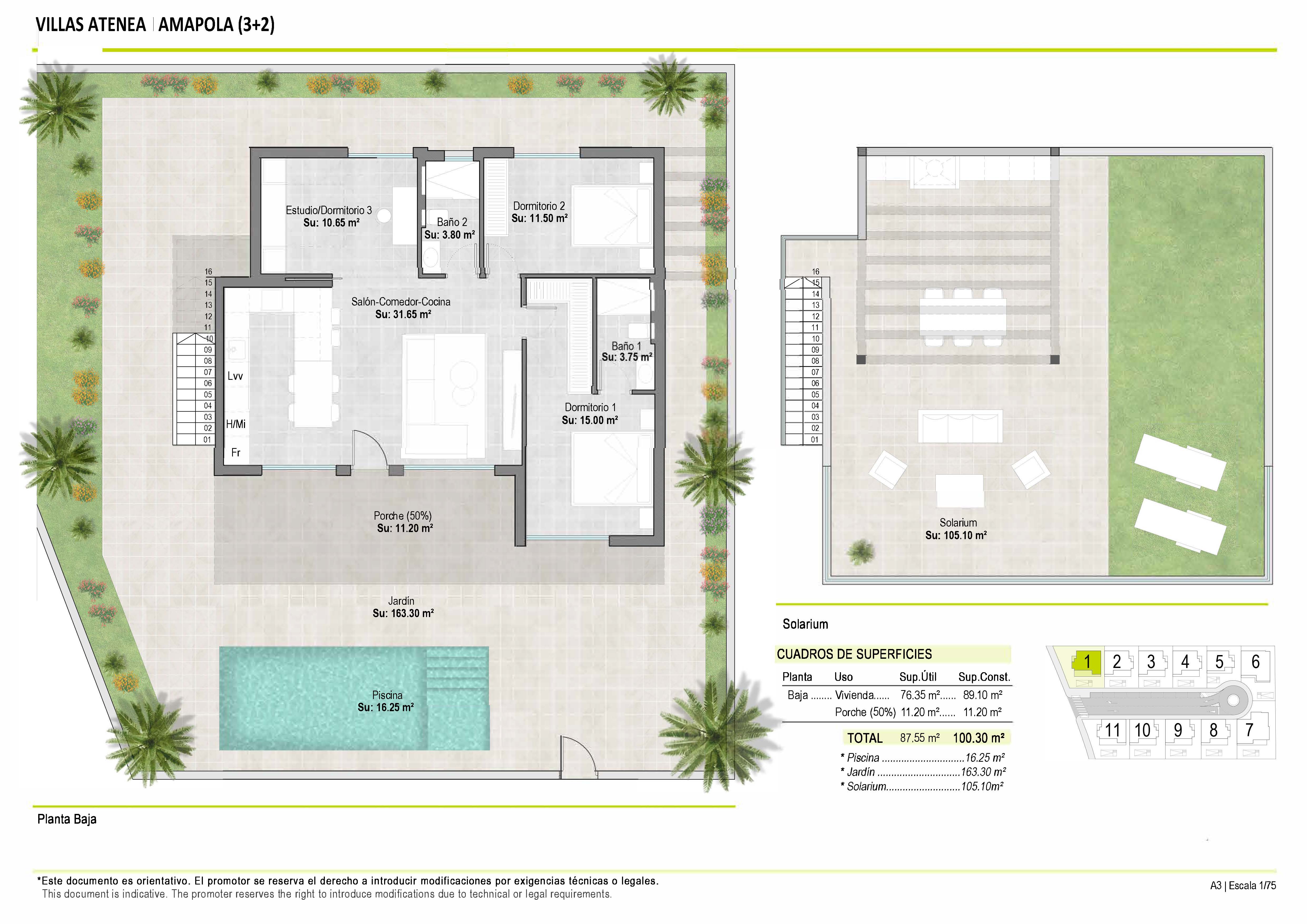 Floor plan for Villa ref 3834 for sale in Condado De Alhama Spain - Quality Homes Costa Cálida