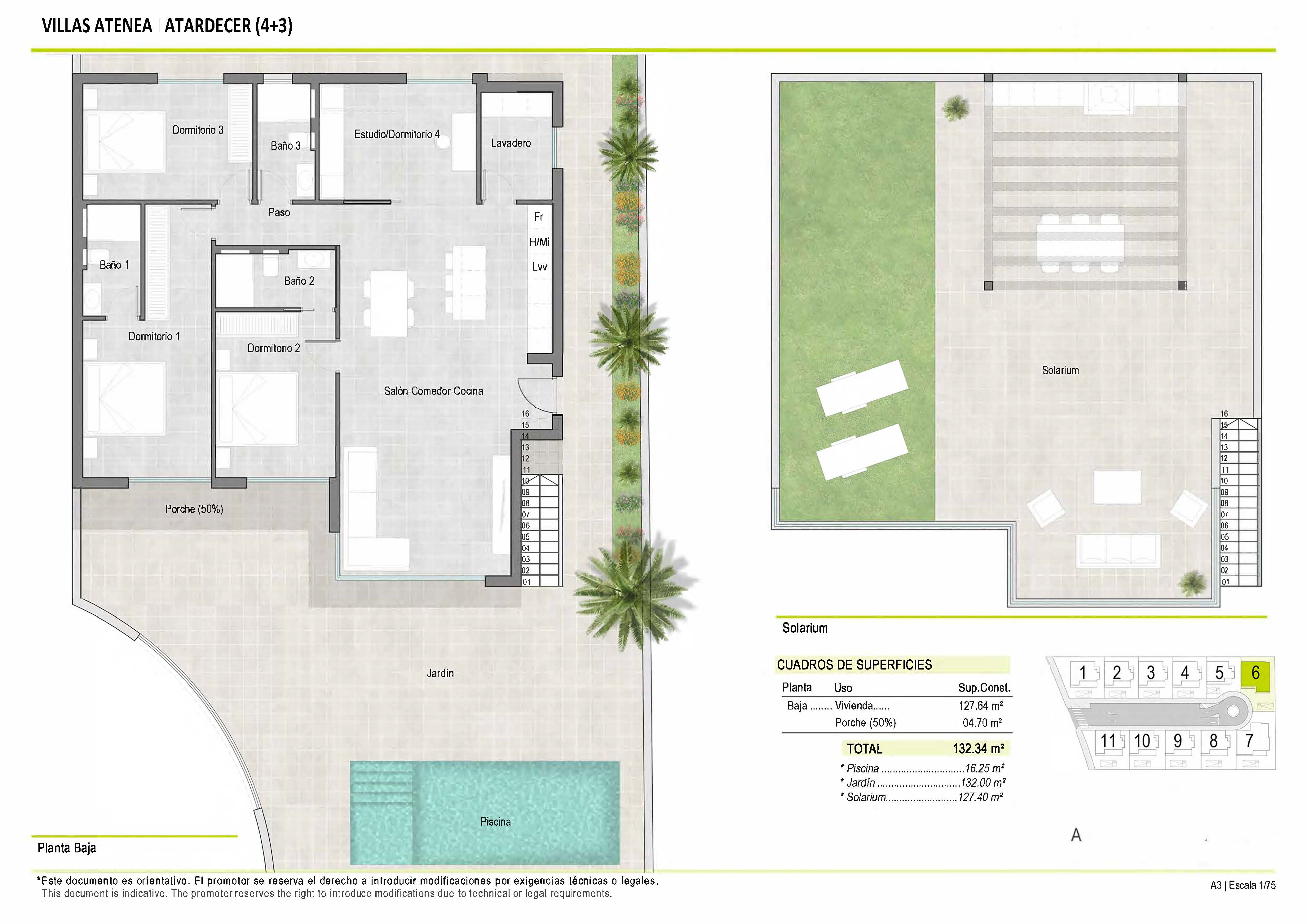 Plano de planta para Villa ref 3841 para sale en Condado De Alhama España - Quality Homes Costa Cálida