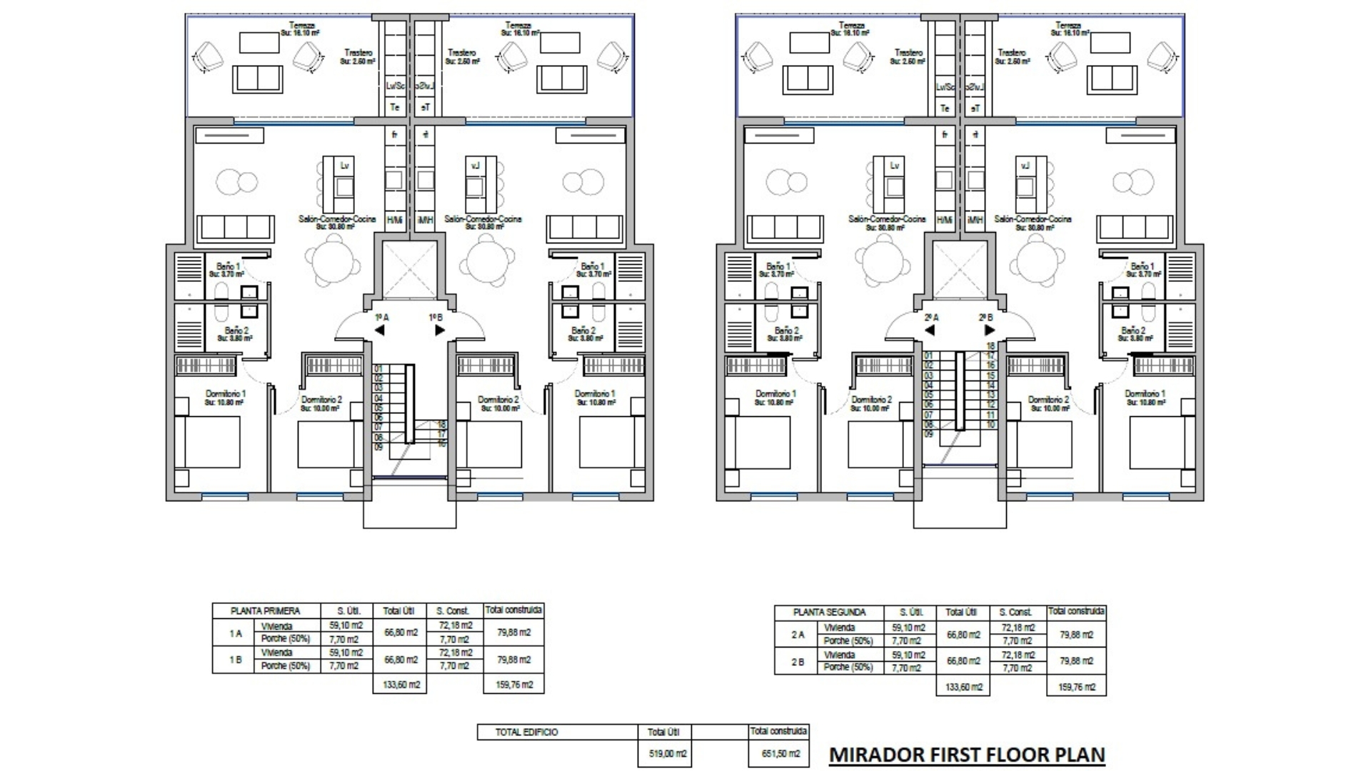 Floor plan for Apartment ref 3913 for sale in Mirador Del Condado Spain - Quality Homes Costa Cálida