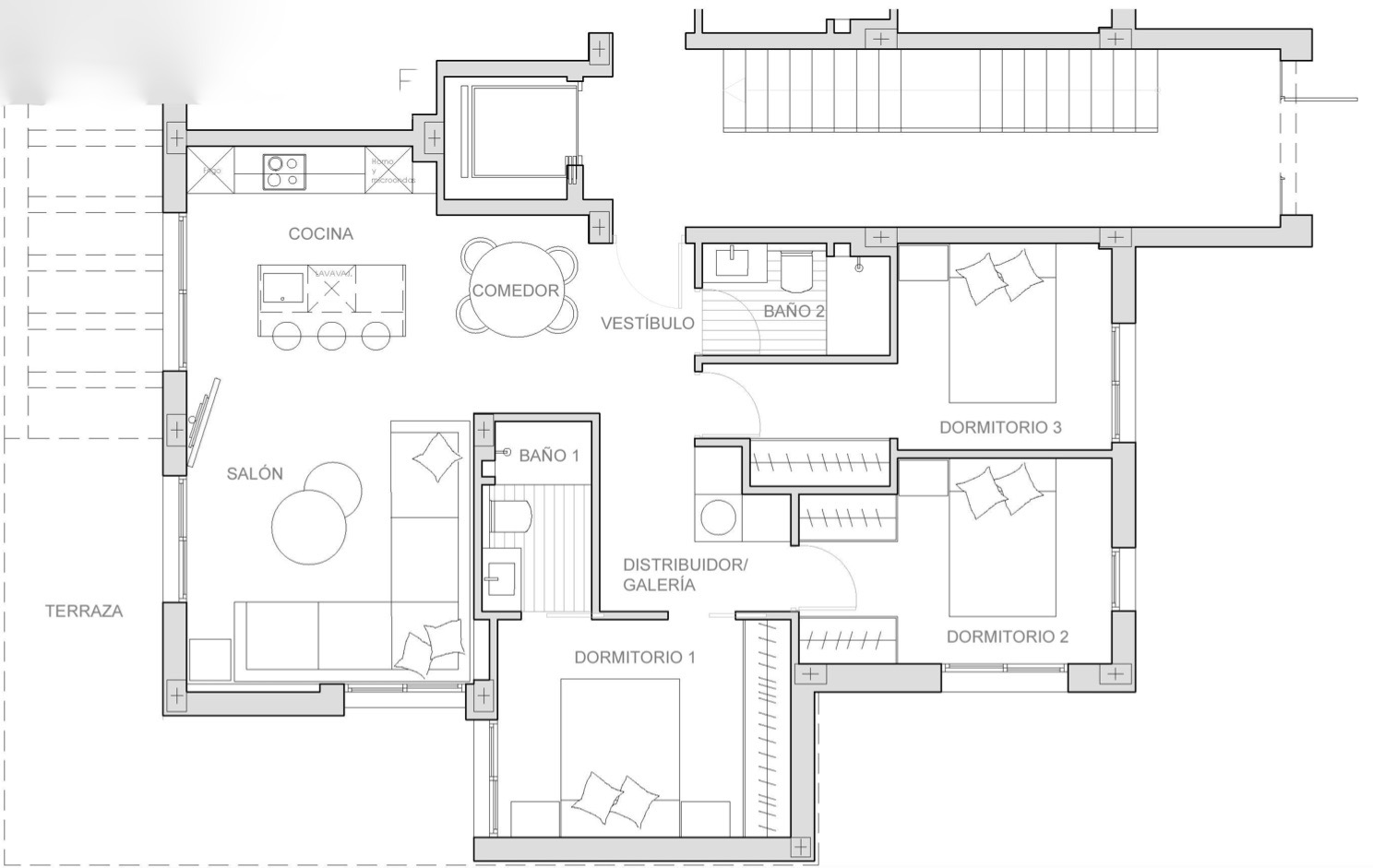 Plano de planta para Apartamento ref 3929 para sale en Santa Rosalia Lake And Life Resort España - Quality Homes Costa Cálida