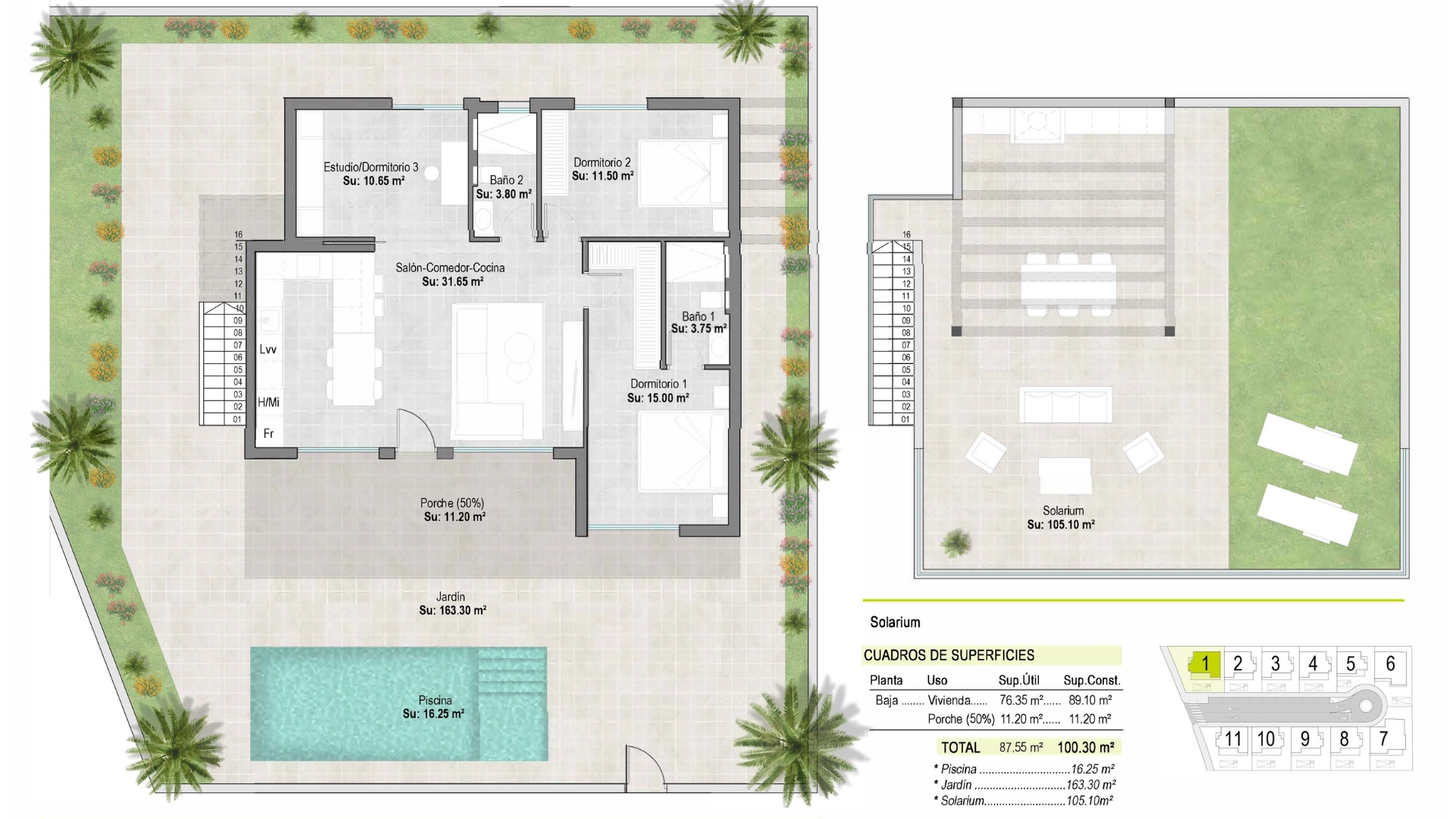 Plano de planta para Villa ref 3919 para sale en Condado De Alhama España - Quality Homes Costa Cálida