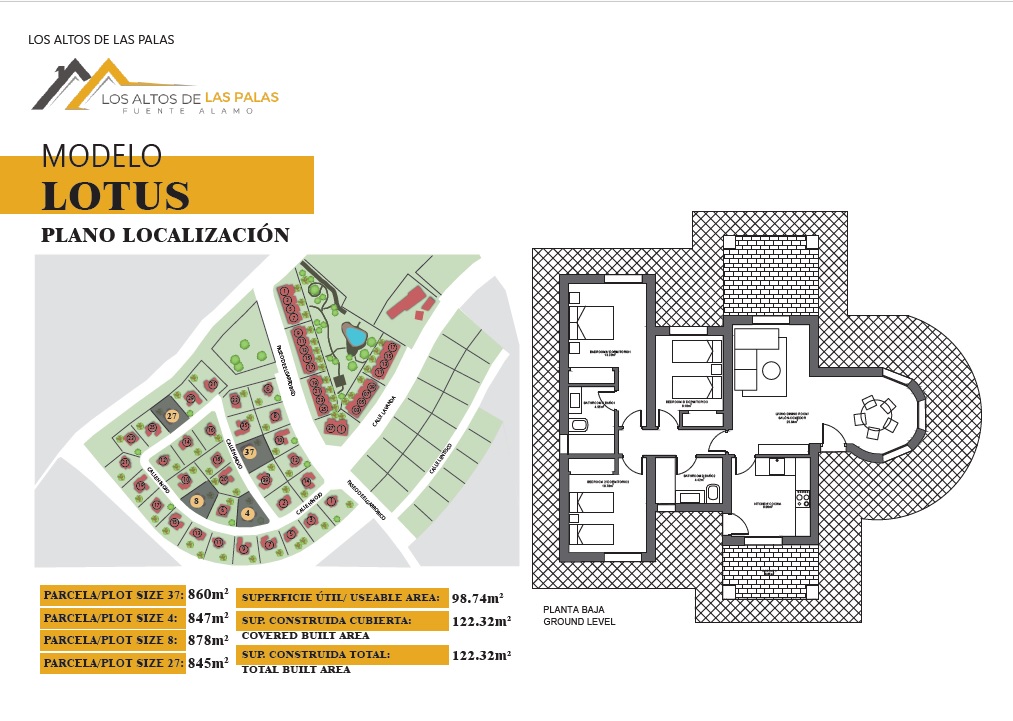 Plano de planta para Villa ref 3953 para sale en Las Palas España - Quality Homes Costa Cálida