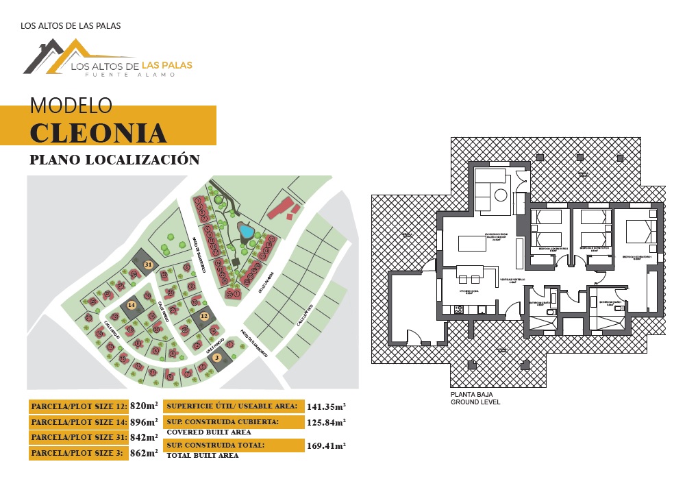 Plano de planta para Villa ref 3954 para sale en La Pinilla - Las Palas España - Quality Homes Costa Cálida