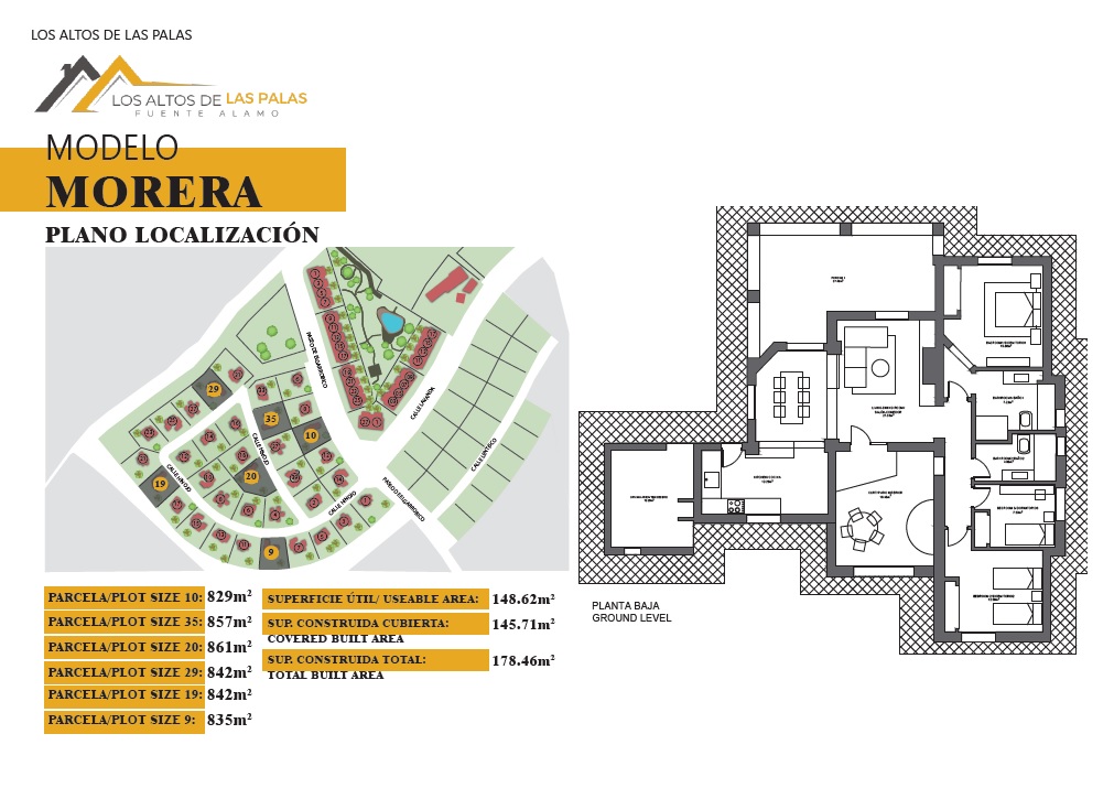 Plano de planta para Villa ref 3958 para sale en Las Palas España - Quality Homes Costa Cálida
