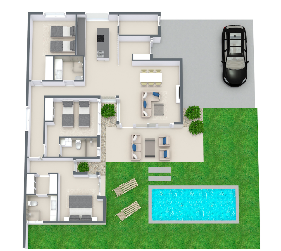 Plano de planta para Villa ref 3763 para sale en Altaona Golf And Country Village España - Quality Homes Costa Cálida