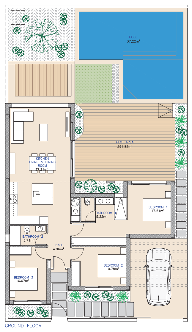 Floor plan for Villa ref 3980 for sale in Serena Golf Spain - Quality Homes Costa Cálida