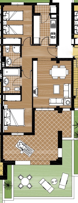 Plano de planta para Apartamento ref 3726 para sale en El Valle Golf Resort España - Quality Homes Costa Cálida