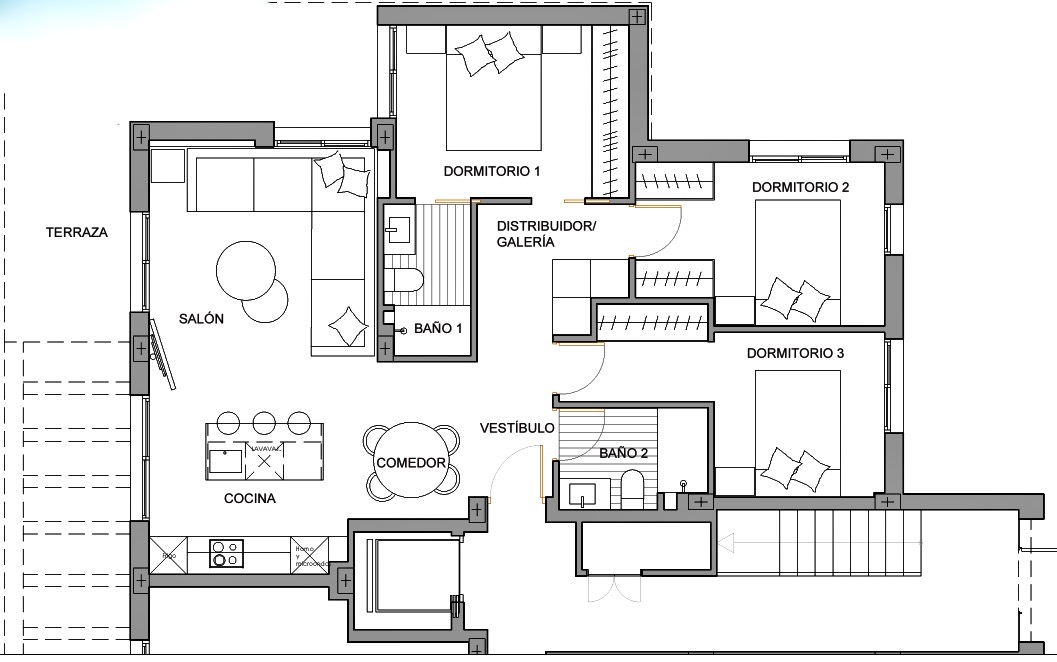 Plano de planta para Apartamento ref 3712 para sale en Santa Rosalia Lake And Life Resort España - Quality Homes Costa Cálida