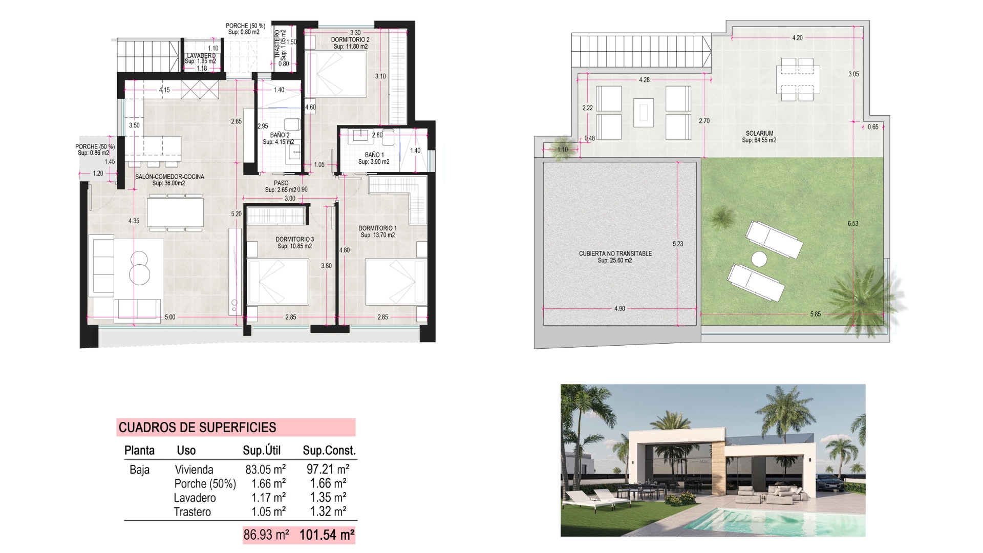 Floor plan for Villa ref 3870 for sale in Condado De Alhama Spain - Quality Homes Costa Cálida