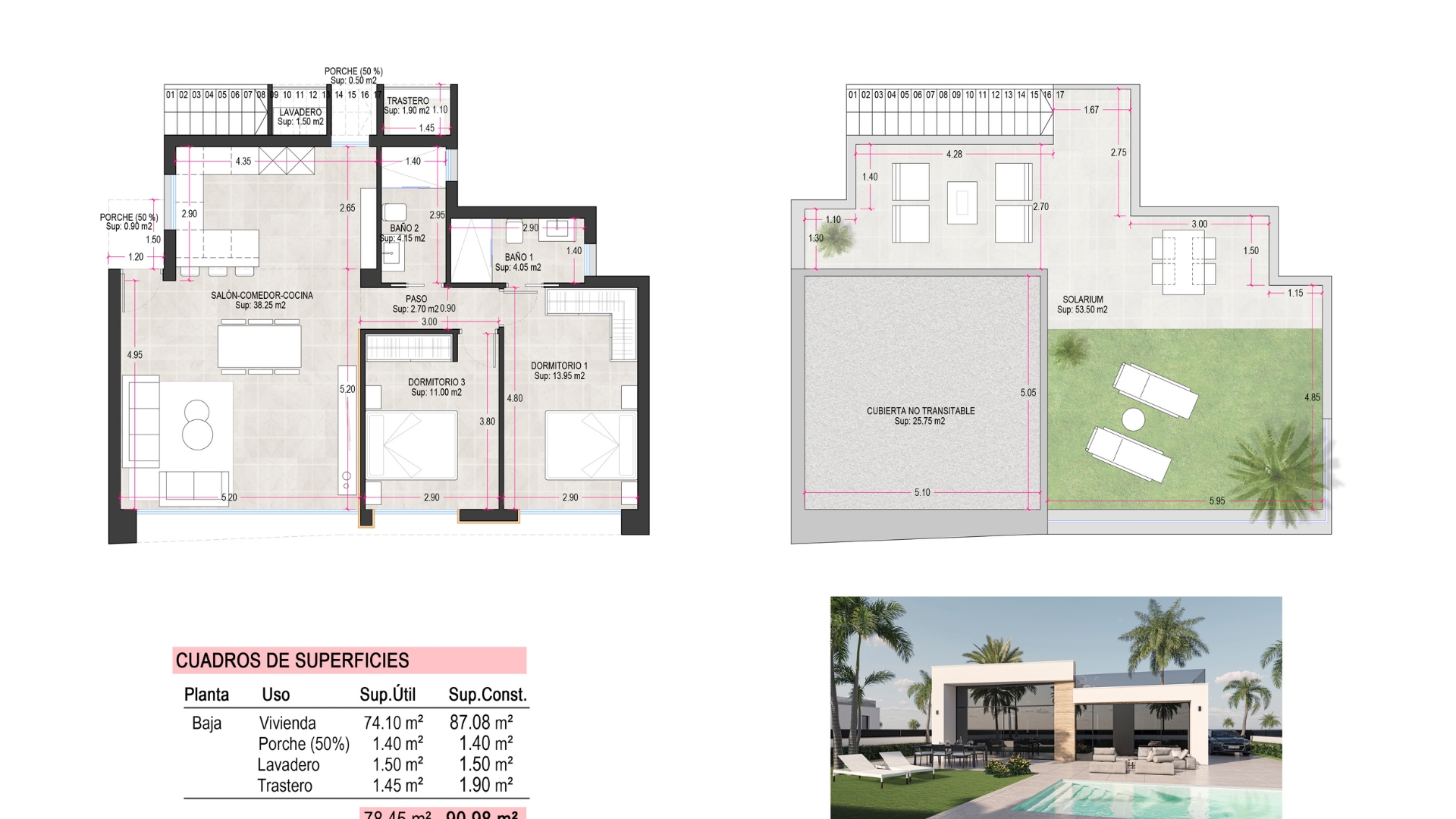 Floor plan for Villa ref 3871 for sale in Condado De Alhama Spain - Quality Homes Costa Cálida