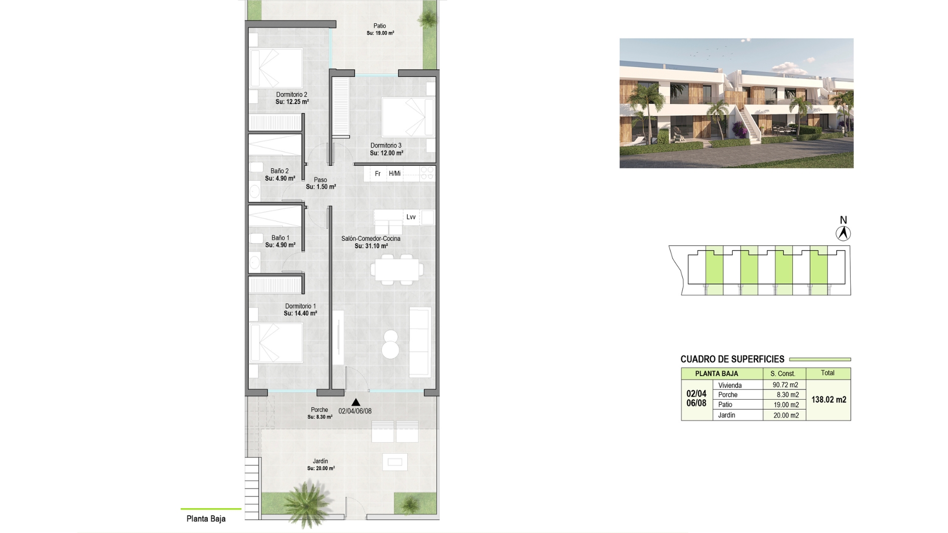 Floor plan for Bungalow Planta Baja ref 3873 for sale in Condado De Alhama Spain - Quality Homes Costa Cálida