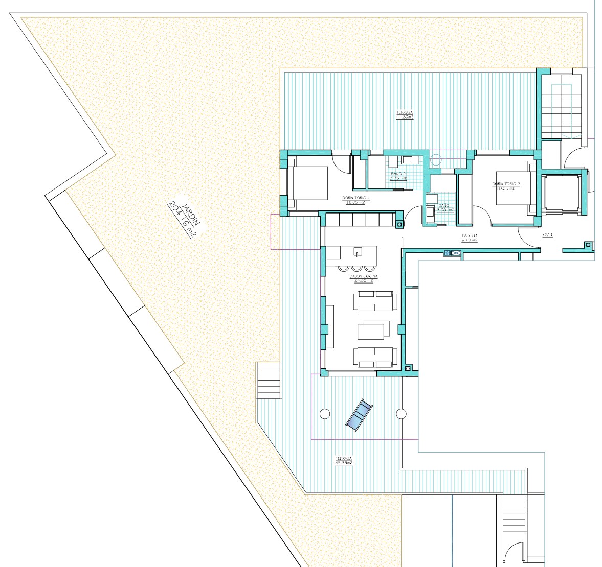 Floor plan for Apartment ref 3787 for sale in Santa Rosalia Lake And Life Resort Spain - Quality Homes Costa Cálida