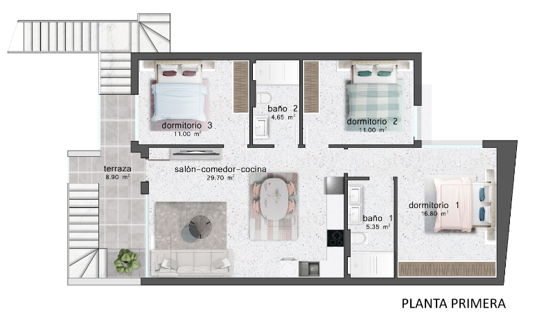 Plano de planta para Apartamento ref 4134 para sale en Pilar De La Horadada España - Quality Homes Costa Cálida