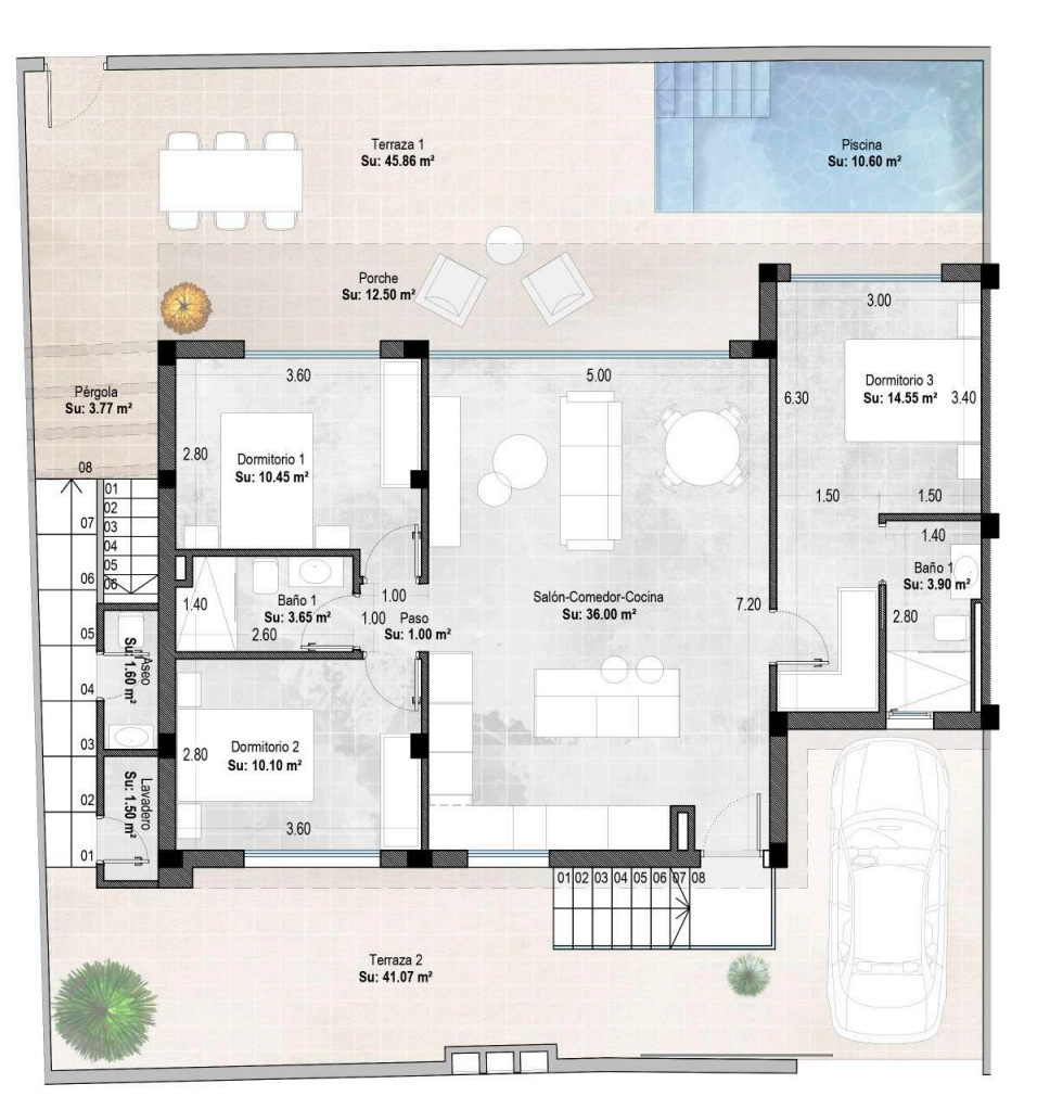 Floor plan for Villa ref 4138 for sale in Sucina Spain - Quality Homes Costa Cálida